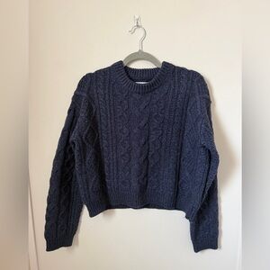 Velvet by Graham & Spencer Dark Blue Cable Knit Sweater